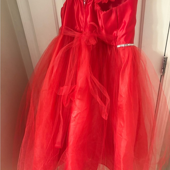 Red Floral Tulle Dress - Picture 2 of 4